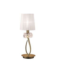 TABLE LAMP 1L SMALL ANTIQUE BRASS - WHITE SHADE