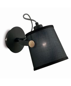 WALL LAMP 1L[BLACK / WOOD - BLACK SHADE]