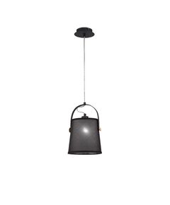 PENDANT 1L BLACK / WOOD - BLACK SHADE]