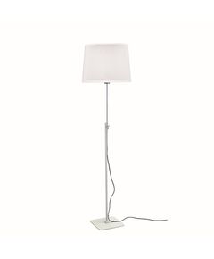 FLOOR LAMP [E27 WHITE/CHROME+ROUND WHITE SHADE]
