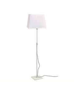 FLOOR LAMP [E27 WHITE/CHROME+SQUARE WHITE SHADE]