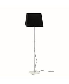 FLOOR LAMP [E27 WHITE/CHROME+SQUARE BLACK SHADE]