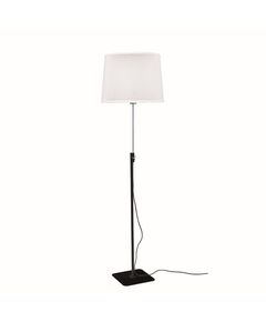 FLOOR LAMP [E27 BLACK/CHROME+ROUND WHITE SHADE]