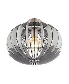 Потолочный светильник OLMERO, [1х60W (E27), H285, сталь, никель мат./дерево, серый, белый