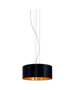 Подвес MASERLO, [3х60W (E27), никель мат./текстиль, черный, золотой]
