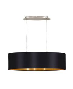 Подвес MASERLO, [2х60W (E27), 780х220, никель мат./текстиль, черный, золотой]