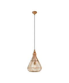 Подвес AMSFIELD, [1х60W(E27), 350, H1100, сталь, коричневый/дерево, коричневый]