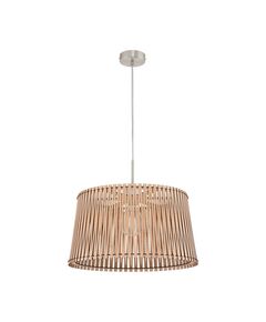 Подвес SENDERO, [1х60W(E27), H1300, сталь, никель мат./дерево, клен]