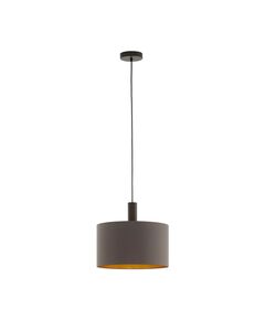 Подвес CONCESSA 1, [1х60W (E27), 380, H1500, cталь, темно-коричневый / текстиль, капучино, золотой]