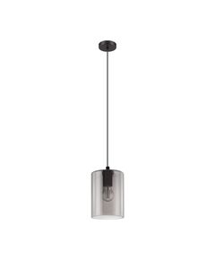 Подвес CADAQUES 1, [1х40W (E27), 160, H1100, cталь, черный /дымчатое стекло, черный-прозрачный]