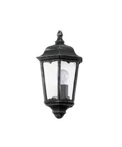 Уличный светильник настенный NAVEDO [1х60W(E27), H430, литой алюм., черный, серебр. патина/cтекло]