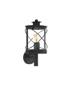 Уличный светильник настенный HILBURN [ 1х60W(E27), H375,   сталь, черный/пластик, прозрачный]