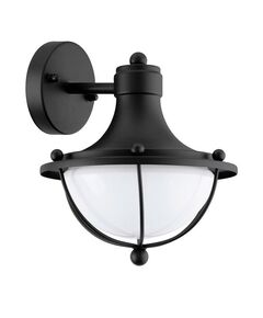 Уличный светильник настенный MONASTERIO [1х60W(E27), H265, гальв. сталь, черный/сатин. стекло, белый]