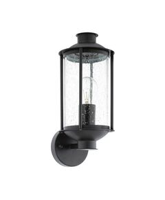 Уличный светильник настенный MAMURRA [1х60W(E27), L150, H345,  гальван. сталь, черный/стекло с каплями, прозрачный]