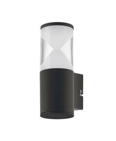 Уличный светодиодный настенный светильник HELVELLA [1х3,7W(LED), L75, H210, A105, сталь, черный / пластик, белый, прозрачный]