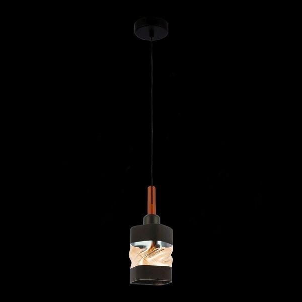 SLE114403-01 Светильник подвесной Черный, Темное дерево/Черный, Прозрачный, Янтарный E27 1*60W