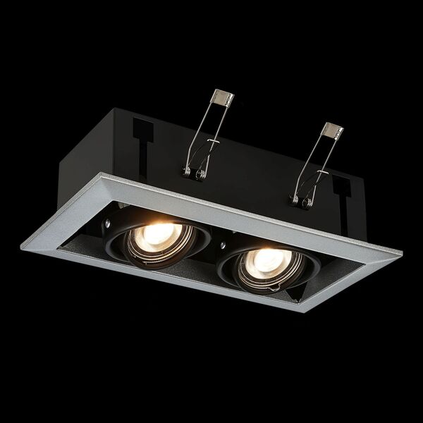 ST250.148.02 Встраиваемый светильник ST-Luce Черный/Серебристый GU10 2*50W