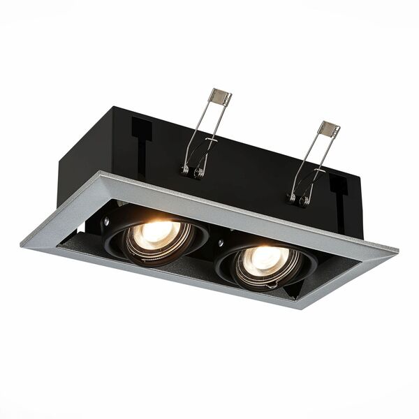 ST250.148.02 Встраиваемый светильник ST-Luce Черный/Серебристый GU10 2*50W