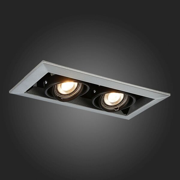 ST250.148.02 Встраиваемый светильник ST-Luce Черный/Серебристый GU10 2*50W