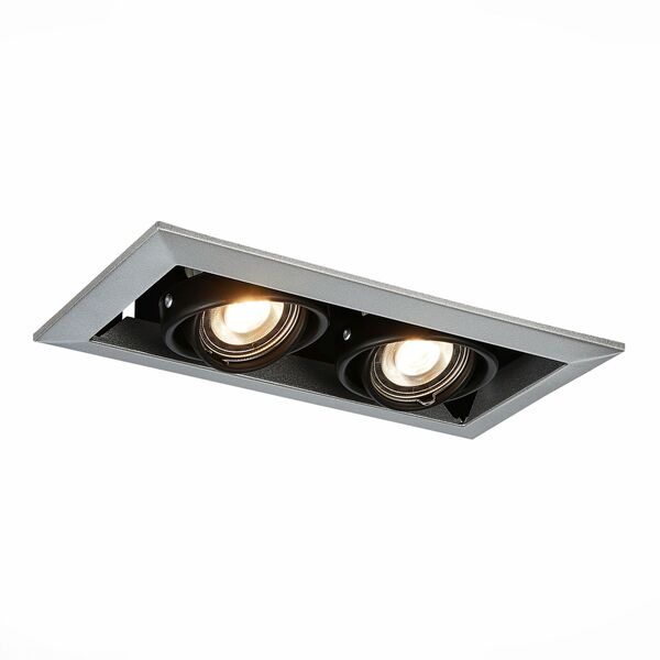 ST250.148.02 Встраиваемый светильник ST-Luce Черный/Серебристый GU10 2*50W