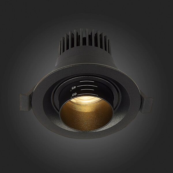 ST701.438.07 Св-к встр. Zoom Черный LED 1*7W 3000K 560Lm Ra 15°-60° IP20 D90xH65 170-240V