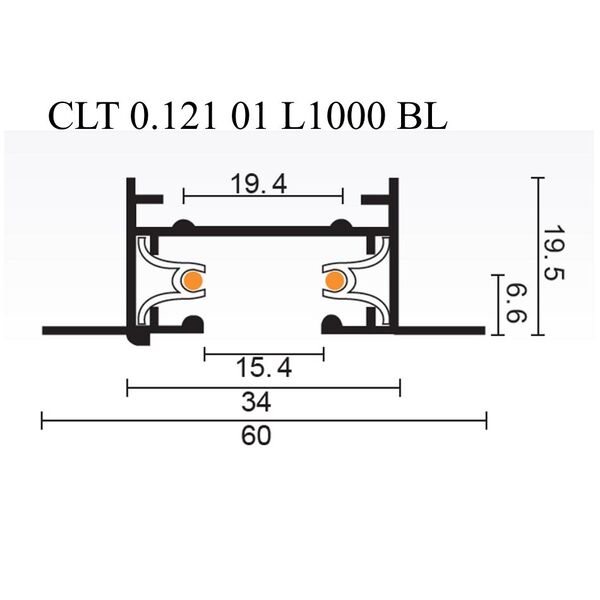 CLT 0.121 01 L1000 BL Шинопровод встраиваемый однофазный с питанием и заглушкой
