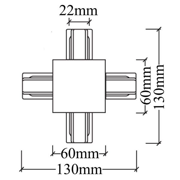 CLT 0.2211 04 BL Соединитель X-образный (однофазный) для встраиваемого шинопровода