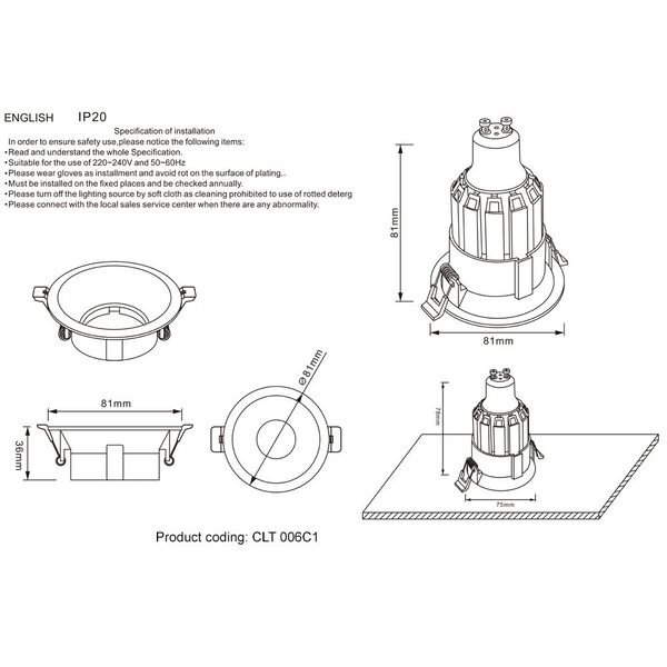 CLT 006C1 BL Светильник встроенный
