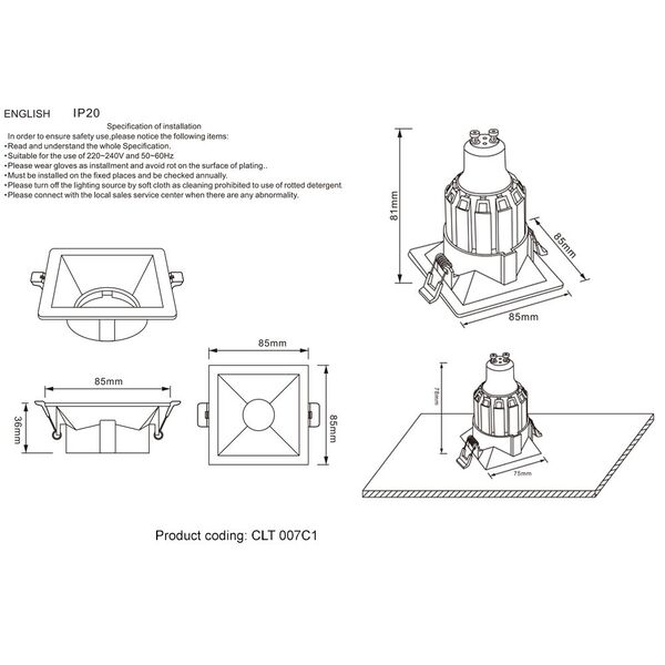 CLT 007C1 WH Светильник встроенный