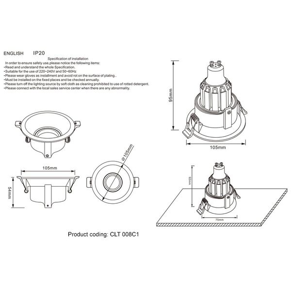 CLT 008C1 BL Светильник встроенный