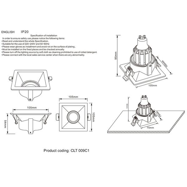 CLT 009C1 BL Светильник встроенный