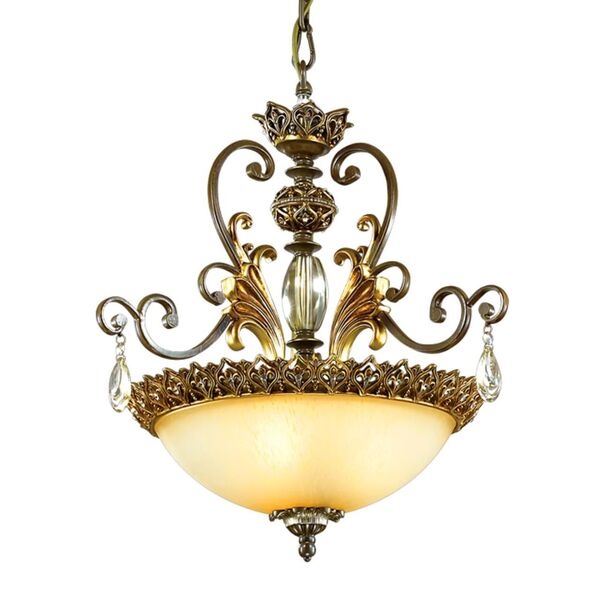Люстра-подвес SAFIRA [коричн/зол/стекло/хрустальн.подвески E27 3*60W 220V]