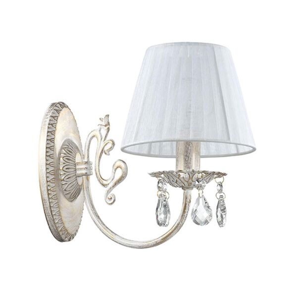 Бра MAGALI [белый/зол.патина/ткань/хрусталь E14 1*40W 220V ]