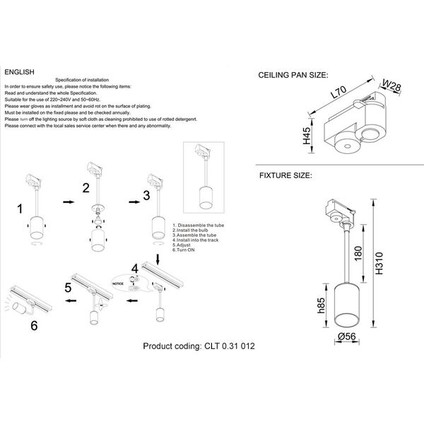 CLT 0.31 012 BL Светильник однофазный