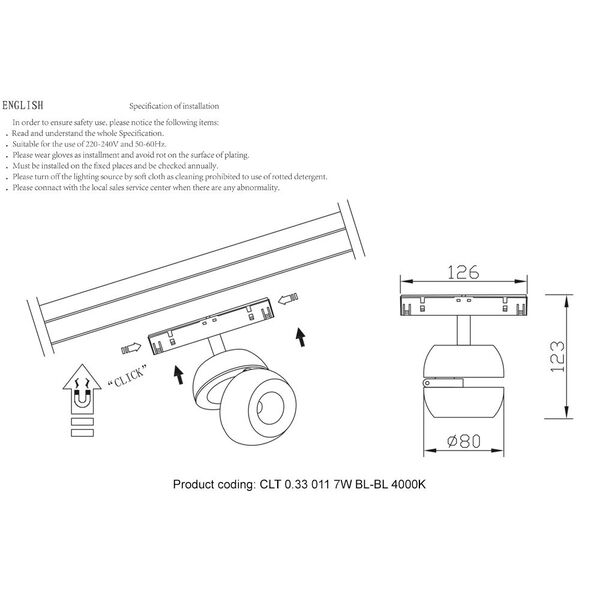 CLT 0.33 011 7W BL-BL 4000K Светильник трековый магнитный