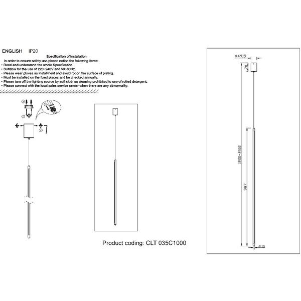 CLT 035C1000 WH Светильник подвесной