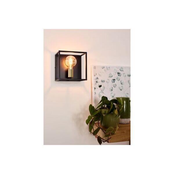 RUBEN Wall light 1x E27 40W Black/Satin Brass