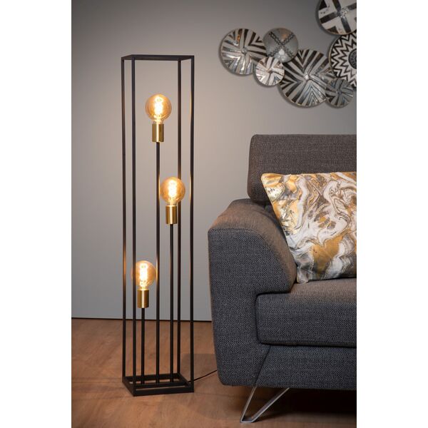 RUBEN Floorlamp 3x E27 40W Black/Satin Brass