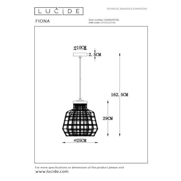 FIONA Pendant 1xE27/60W Grey