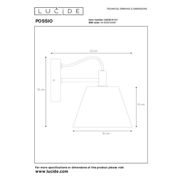 POSSIO Wall Light E14 Ø15cm H18cm Concreet