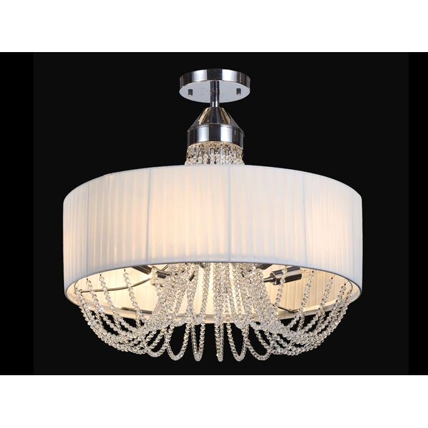 NEWPORT 1400 white , Потолочный светильник, [Chrome Clear crystal Shade white D60*H56 cm Е14 6*60W]