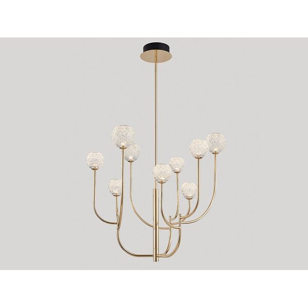 NEWPORT 3800 3809/C gold , Люстра, Light gold Shade clear glass D80*H68 cm G9 LED 9*9W