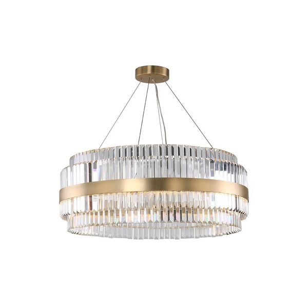 NEWPORT 10240 10242/80 , Подвесной светильник, Brushed brass Clear crystal D80*H30 cm LED strip 70W