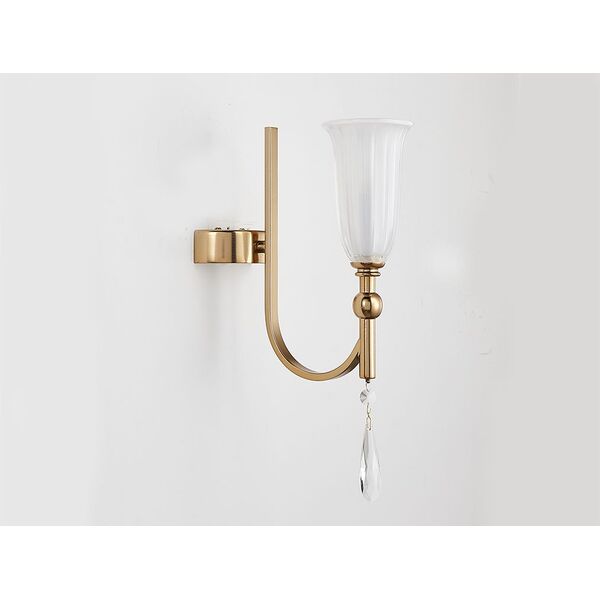 NEWPORT  Бра 4800 [French gold Clear crystal Matt white glass L10*H27*Sp15 cm E14 1*60W]