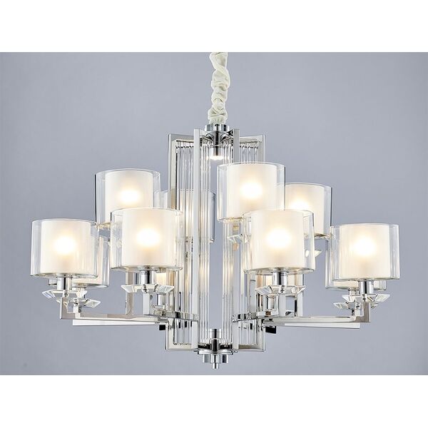 NEWPORT 4400 4408+4/C chrome , Люстра, Chrome Clear crystal Clear glass D91*H57 cm E14 12*60W+ LED 2