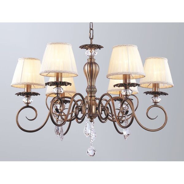 Подвесная люстра Newport [Antique bronze Clear crystal Shade beige D70*H48/148 cm E14 6*60W]