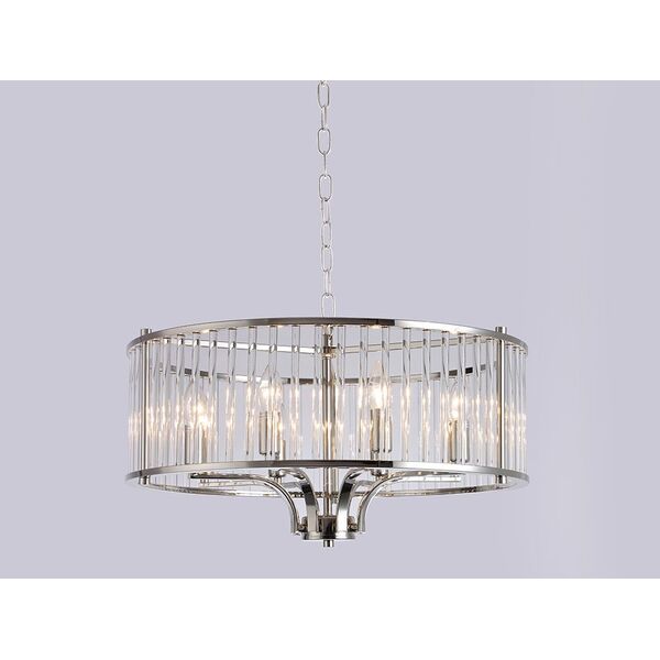 NEWPORT 12300 [Подвесной светильник, Nickel Clear crystal D60*H30/130 cm Е14 8*40W]