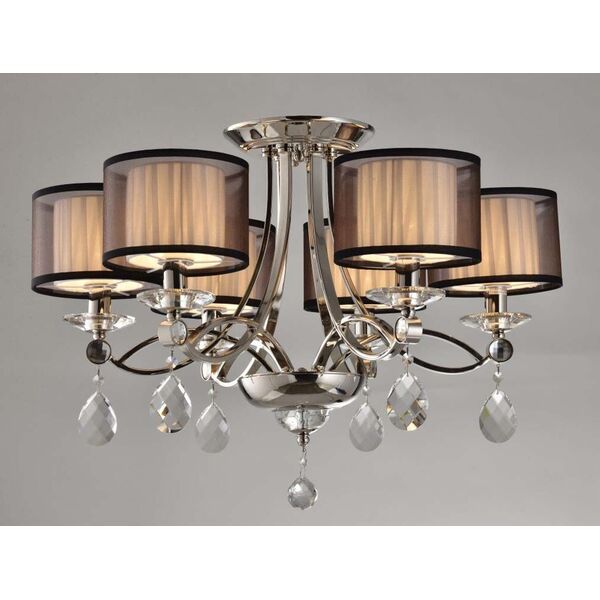 NEWPORT 1600 без абажуров , Потолочный светильник, [Nickel Clear crystal D69*H40 cm E14 6*60W]