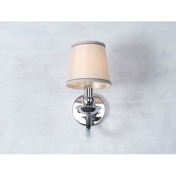 NEWPORT 10140 Бра, [Chrome Shade beige с кантом dark silver L15*H35*Sp25 cm E14 1*60W]