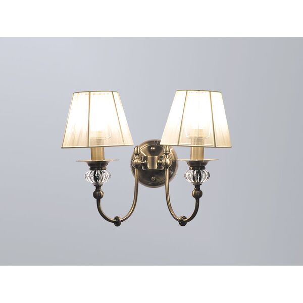 NEWPORT  Бра 2200 [Antique bronze Clear crystal Shade beige ленточный L36*H30*Sp23 cm E14 2*60W ]